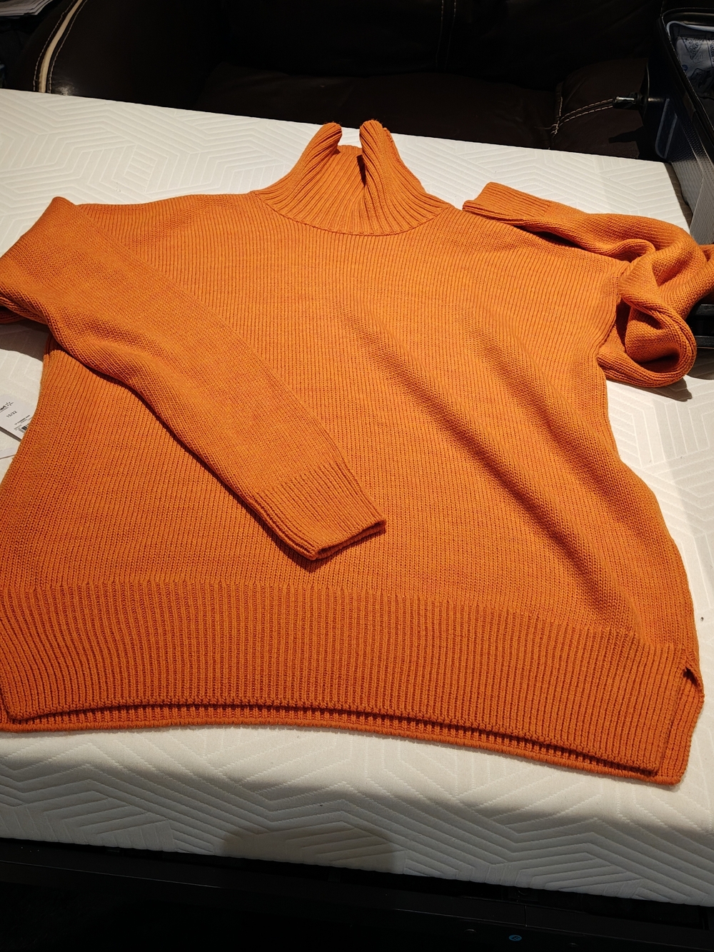 Men's Orange Ribbed Turtleneck Sweater